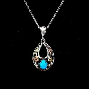 $82  Black Hills Gold Estate Pendant & Chain  Copyright C.CO STER 12K  N/C 925